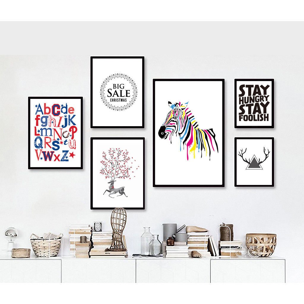 Zebra Deer Animal Minimalist Art Canvas Poster Picture Simple Quote 32x24