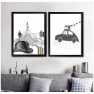 Abstract Minimalist Art Canvas Poster Picture Modern Decor Car Deer Beard 32x24