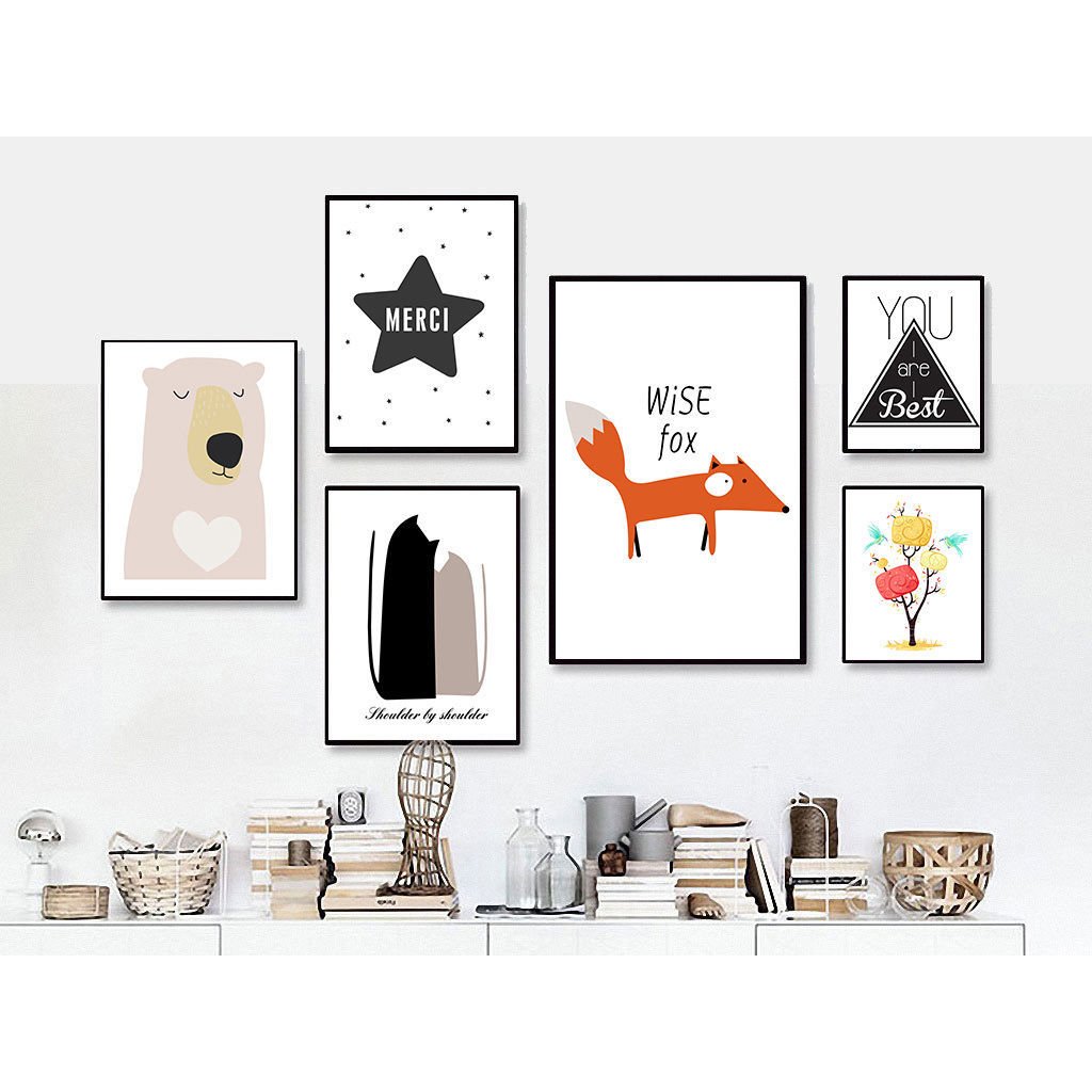 Cute Cartoon Minimalist Abstract Art Canvas Poster Picture Children Room Decor 3