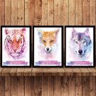Tiger Wolf Animals Minimalist Art Canvas Poster Pictures Modern Decor 32x24