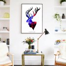 Colorful Deer Head Minimalist Art Canvas Poster Modern Home Room Decor 32x24