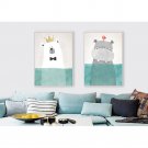 Cute Cartoon Animal Minimalist Art Canvas Poster Modern Home Wall Decor 32x24