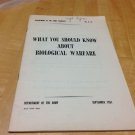 USA ARMY MILITARY WAR BOOKLET BIOLOGICAL WARFARE  DEPARTMENT 1951 #8-12 MILITARY