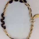 VINTAGE Parklane Fashion Gold Tone Bracelet Anklet With Black Beads 7"