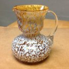 Hand Blown Marigold And White Splatter Glass Pitcher, Decanter, Jug, Server