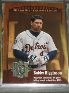 2001 SP Game Bat Milestone Bobby Higginson