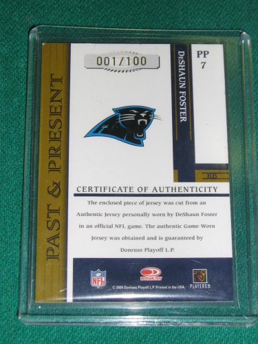 2005 Gridiron Gear Past & Present Jersey Number PATCH DeShaun Foster #001 of 100