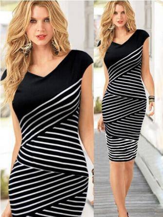 Striped Sleeveless Pencil Dress