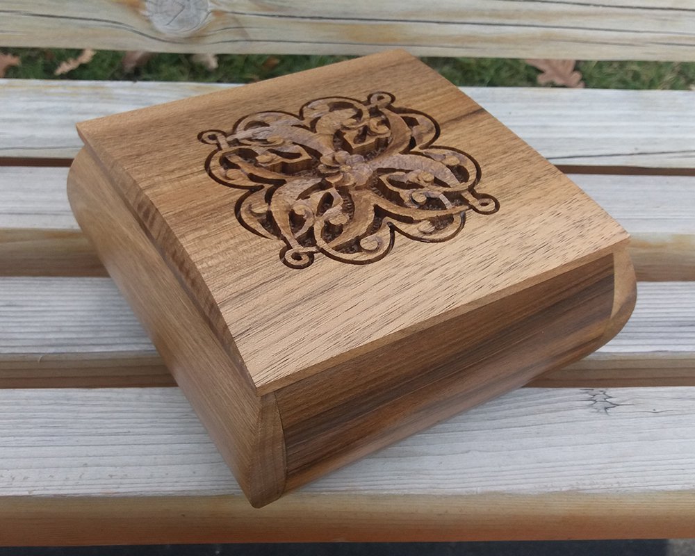 Handcrafted Curve Armenian Wooden Box with Eternity Sign