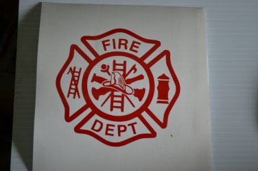 Fire Department Vinyl decal in Red