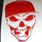 Scull face Bone with Ball Cap Vinyl Decal Window in Red