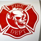 Fire Department Firefighter Maltese Cross with Scull Bone Vinyl Decal Sticker