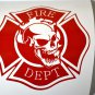 Fire Department Firefighter Maltese Cross with Scull Bone Vinyl Decal Sticker