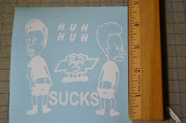 Bevis & Buthead moons Chevy sucks scared Vinyl Decal SECURITY STICKER in White
