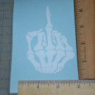 Skeleton Bone hand middle finger Funny Vinyl Decal Sticker in White
