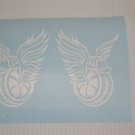 Firefighter Fire Department Wheel helmet & wings Vinyl Decal Window in White