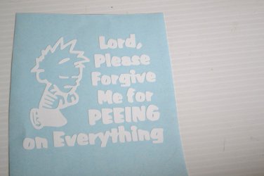 Little boy praying Lord, please forgive me for peeing everything Vinyl Decal wt