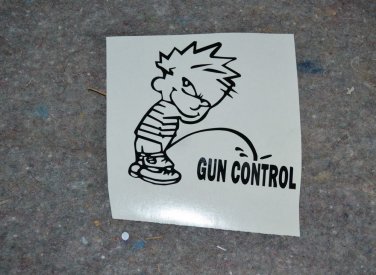 Piss on Gun Control! Boy peeing on the word  Vinyl Decal Window Sticker