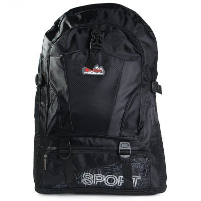 Oxford Outdoor Backpack Double Shoulder Bag  -  BLACK
