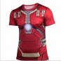 Marvel Captain America Super Hero Lycra Sport T shirt Men fitness clothing short sleeve