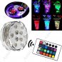 10-LED Colorful Waterproof Vase Base Light Christmas Party Decoration Lamp w Remote Control