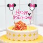 1 set of 2 Mickey Minnie Mouse theme happy birthday cupcake cake topper flags