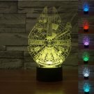 3D Star Wars Millennium Falcon 7-Color LED Night Light Touch Switch USB Table Desk Lamp Decor