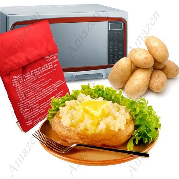 Microwave Potato Bag Reusable Easy Convenient for Potato/Corn/Carrot Cooker - 2Pcs