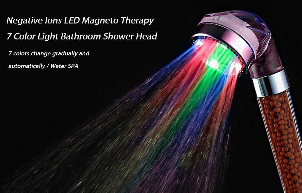 Best Seller! High Quality Genuine Negative Ions LED Therapy 7 Color Light Shower Head