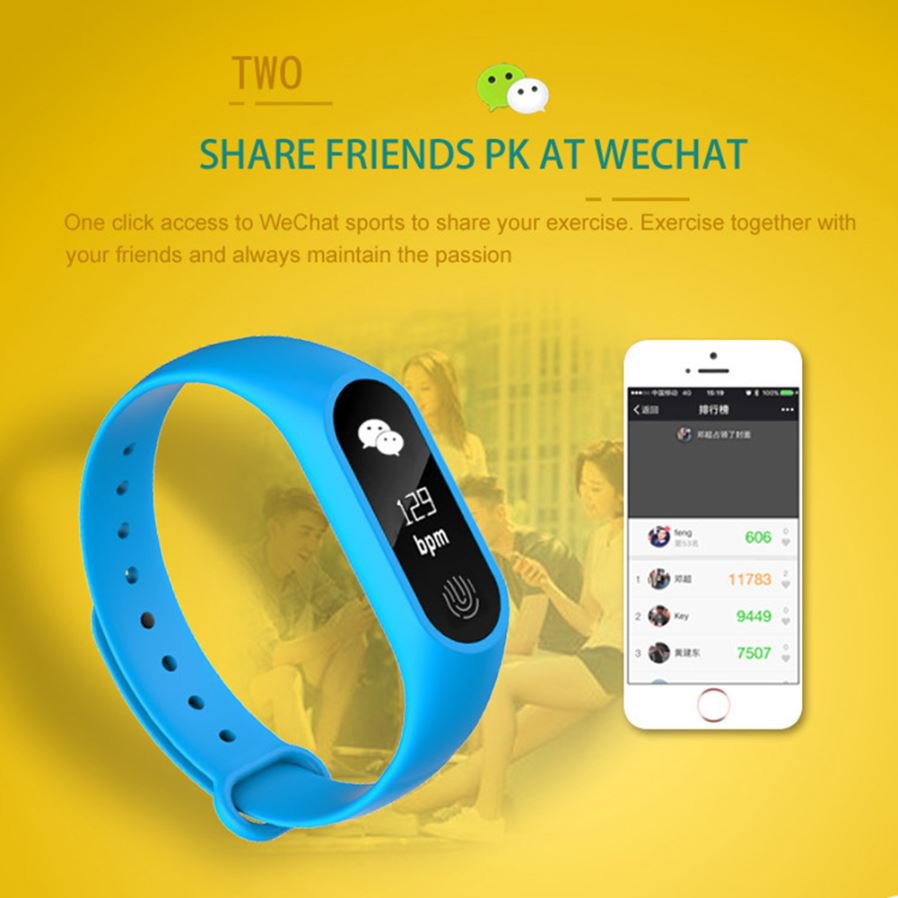 m2 waterproof heart monitoring fitness smart band