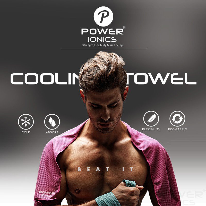 Power Ionics Cooling Ice Cold Towel For Sports, Gym, Yoga, Pilates, Tennis, Basketball