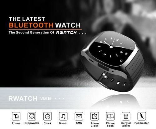 R-Watch-M26 Bluetooth Smart Watch w/Phone Call Music Player for Android - BLACK