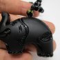Natural Black Obsidian Carved Elephant Amulet Lucky Pendant with Free Necklace