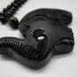 Natural Black Obsidian Carved Elephant Amulet Lucky Pendant with Free Necklace