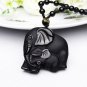 Natural Black Obsidian Carved Elephant Amulet Lucky Pendant with Free Necklace