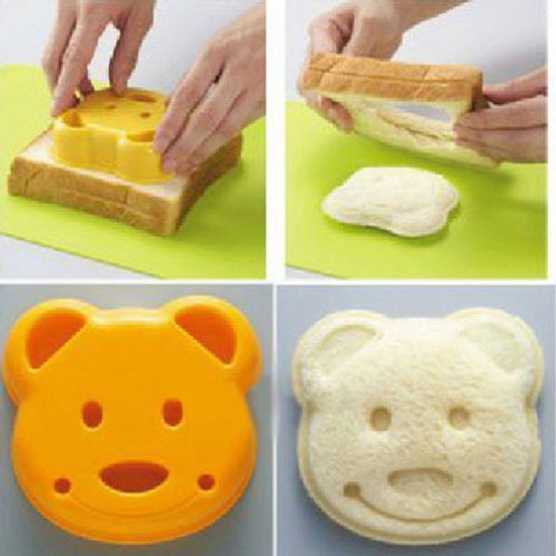 2 pcs Little Bear Shape Sandwich Mould Bread Cake Mould DIY Bear Bread Cutter