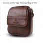 Genuine Cow Leather Messenger Bag - Brown