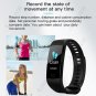 Fitness Tracker Smart Bracelet IP67 Heart Rate Blood Pressure Blood Oxygen Monitor Watch - Black