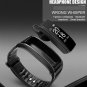 2-in-1 BTH Smart Bracelet Heart Rate Pedometer Sleep Monitor Fitness Tracker - Black
