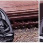 NATURAL BLACK OBSIDIAN CARVED BUDDHA AMULET PENDANT + FREE NECKLACE