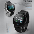NEW MODEL! Y6 Plus Blood Pressure Heart Rate Stopwatch IP67 Smart Sports Bracelet -- Black