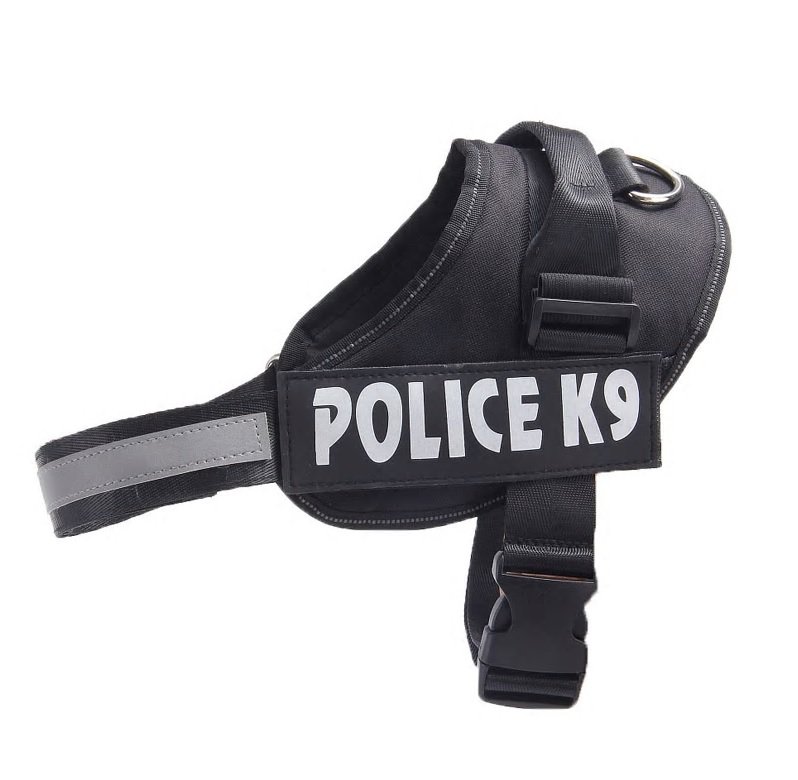 Dog Harness with Reflective Patches - Police K9 (Black)