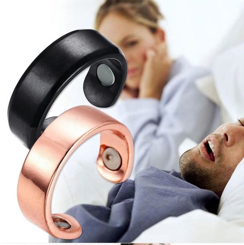 Anti Snore Ring Magnetic Therapy Acupressure Ring - Black