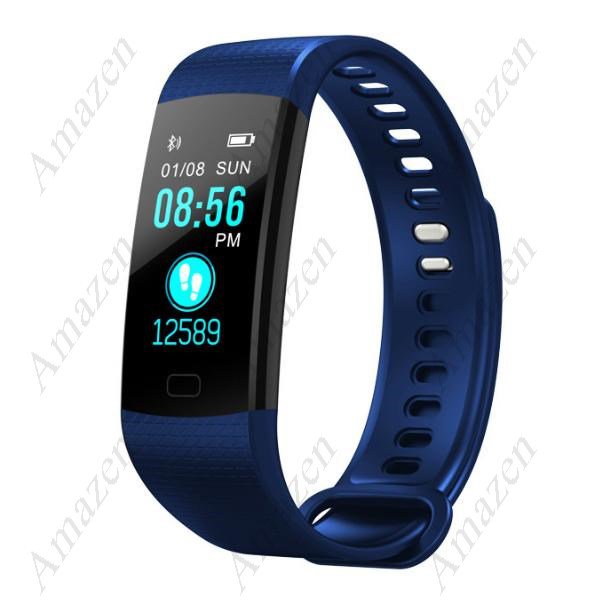Fitness Tracker Smart Bracelet Heart Rate Blood Pressure Blood Oxygen Monitor Y5 Blue