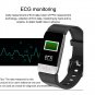 ECG Monitor Heart Rate Blood Pressure SpO2 Monitor Thermometer Health Care Smart Bracelet - Black