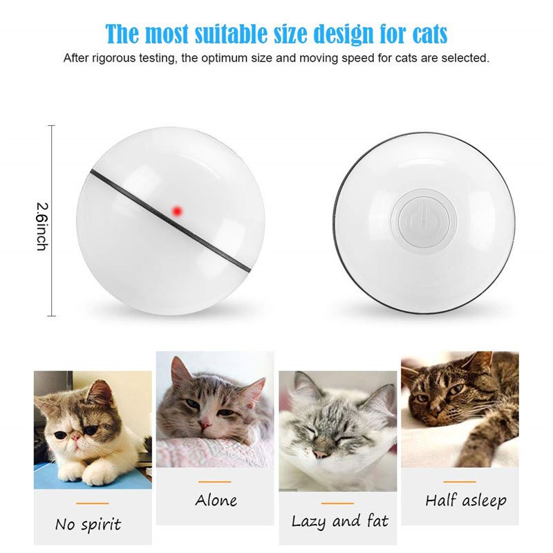 Smart Interactive Pet Toy LED Luminous Automatic 360 Degree Self Rolling Balls - USB Charging