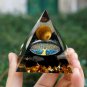 Genuine Tiger Eye Crystal Sphere & Obsidian Quartz Tree of Life Orgone Pyramid - Handmade!