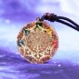 7 Chakra Luminous Orgone Pendant Necklace Reiki Healing Crystal Copper Emf Protection