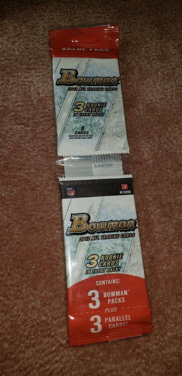 2012 BOWMAN FOOTBALL CARD VALUE PACK 3 PACKS+3 PARALLEL CARDS POSS LUCK ROOKIES