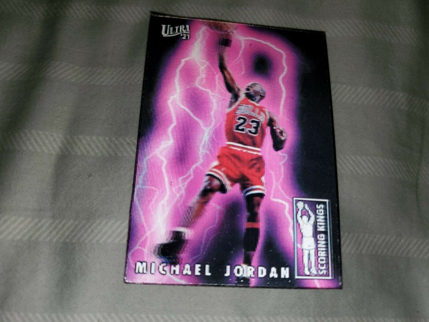 2021 MICHAEL JORDAN 3D LENTICULAR SCORING KINGS BASKETBALL CARD SERIAL #D TO 100